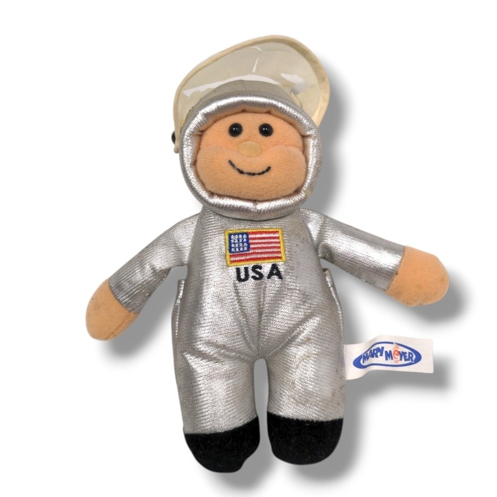 VTG 1996 Mary Meyer Astronaut Plush Silver NASA Space Explorer USA Flag Toy